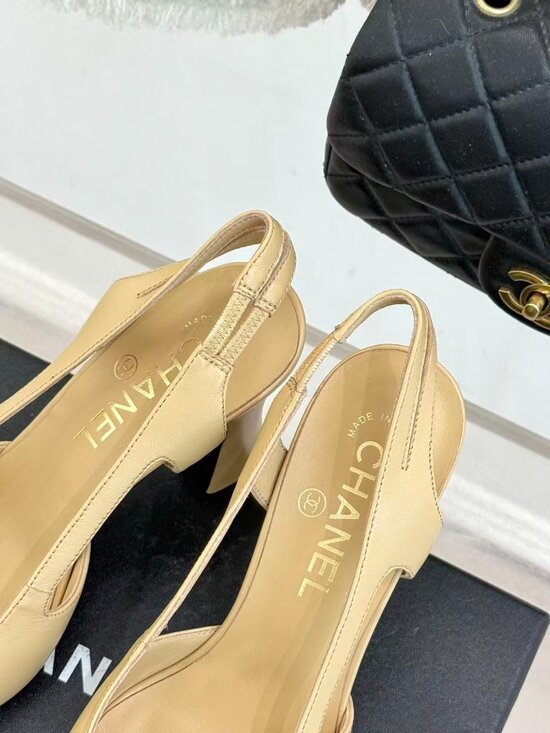 The Making Of The Chanel Two-Tone Shoe | PurseBlog CHANEL two-tone square-toe back strap chunky heel high heels